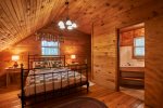 Comfy, queen bed and cathedral ceiling